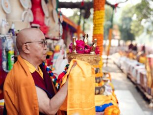 Thaye Dorje, His Holiness the 17th Gyalwa Karmapa, presided over the 2024 Kagyu Monlam in Bodh Gaya. Photo: Tokpa Korlo