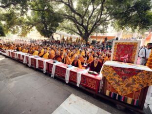 Thaye Dorje, His Holiness the 17th Gyalwa Karmapa, presided over the 2024 Kagyu Monlam in Bodh Gaya. Photo: Tokpa Korlo