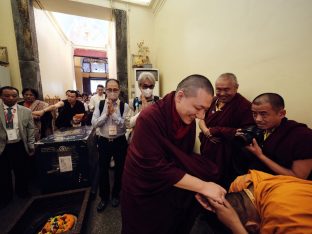 Thaye Dorje, His Holiness the 17th Gyalwa Karmapa, presided over the 2024 Kagyu Monlam in Bodh Gaya. Photo: Tokpa Korlo