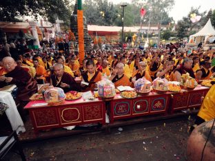 Thaye Dorje, His Holiness the 17th Gyalwa Karmapa, presided over the 2024 Kagyu Monlam in Bodh Gaya. Photo: Tokpa Korlo