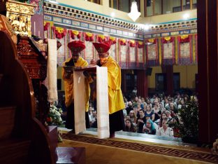 Thaye Dorje, His Holiness the 17th Gyalwa Karmapa, presides over the Karmapa Public Course 2025